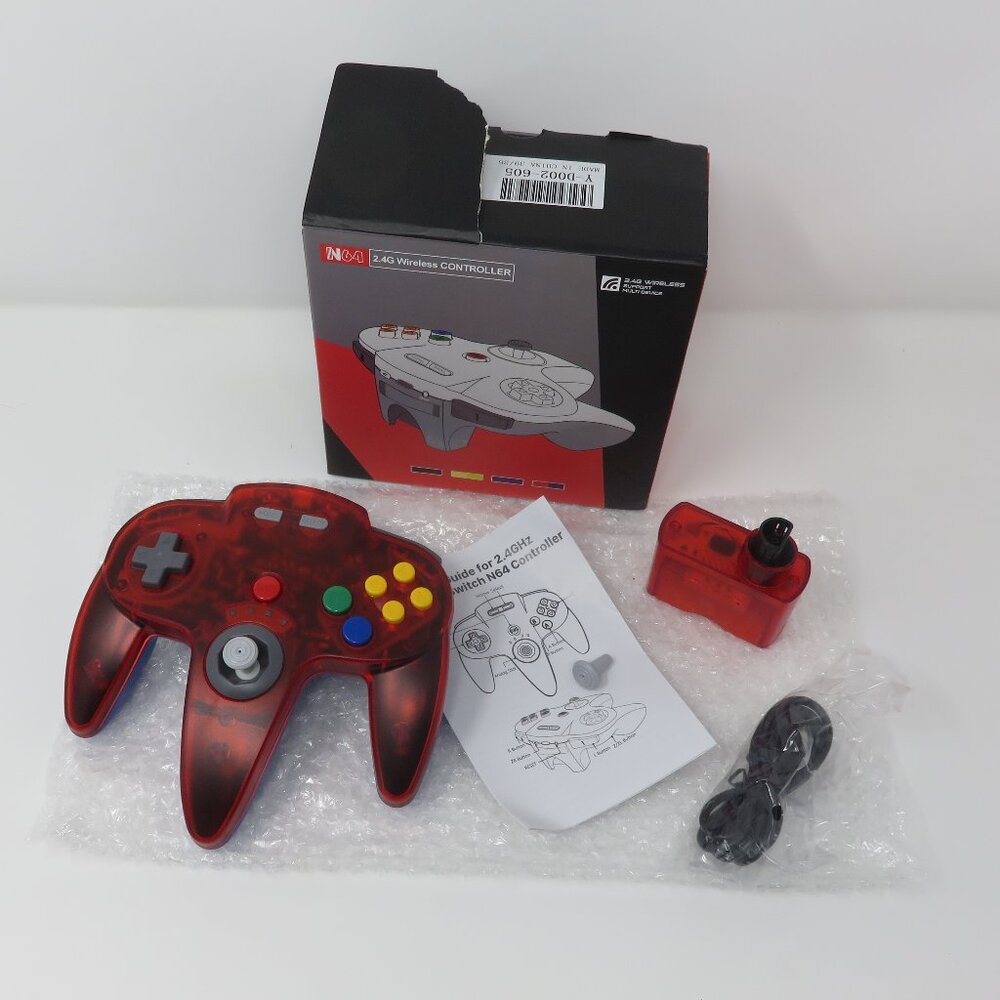 (#120) N64 Wired Controller Clear Watermelon Red
